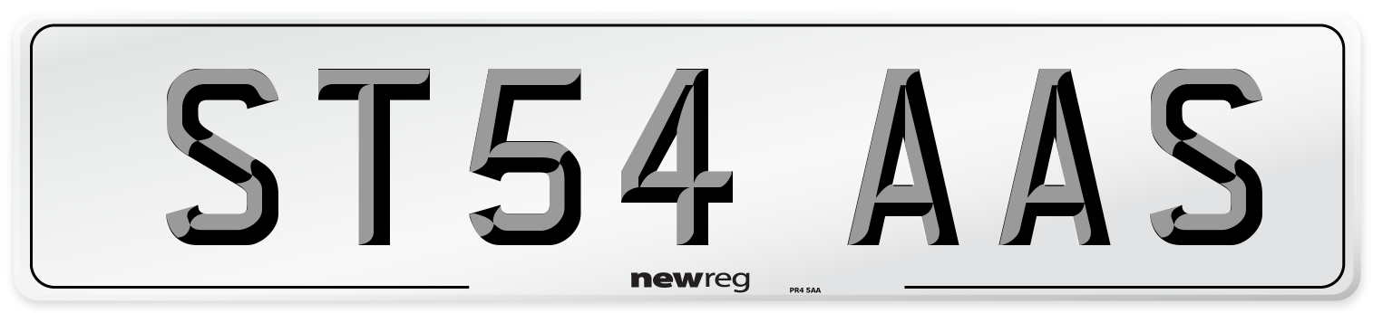 ST54 AAS Number Plate from New Reg